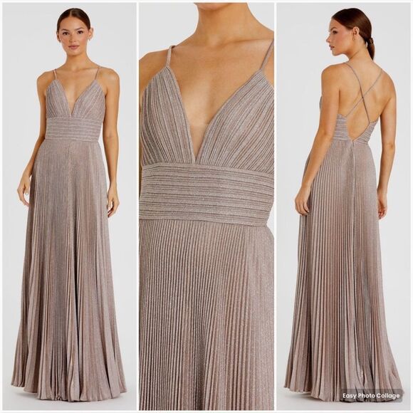 Mac Duggal 30725 Womens SHIMMER PLEATED V NECK GOWN Oscars - Picture 1 of 16